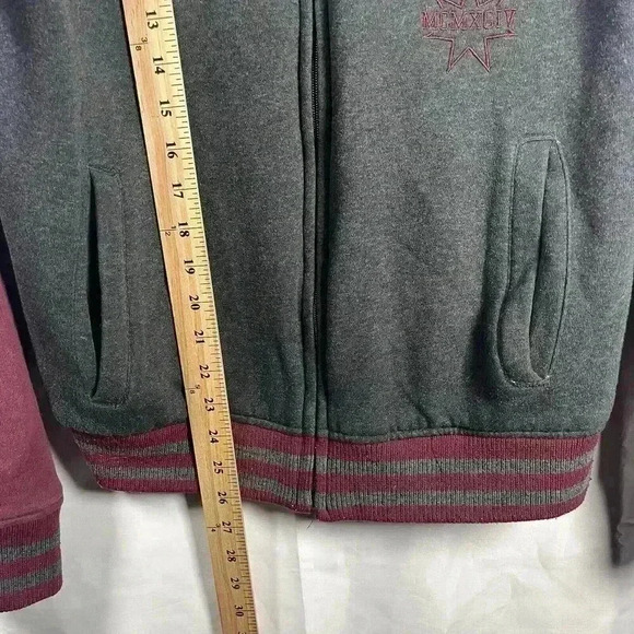 DC Shoes Varsity Bomber Jacket Mens  Small Gray Maroon Full Zip Casual - Picture 6 of 7